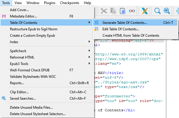 Sigil table-of-contents editor