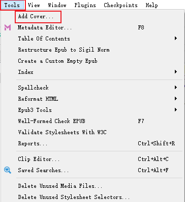 Sigil dialog for adding an e-book cover